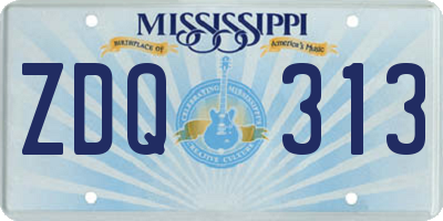 MS license plate ZDQ313