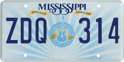 MS license plate ZDQ314
