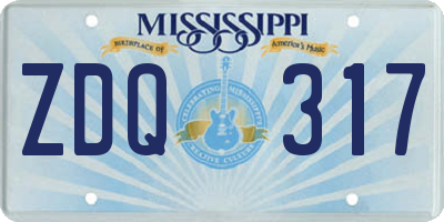 MS license plate ZDQ317
