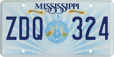 MS license plate ZDQ324