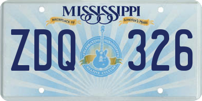 MS license plate ZDQ326