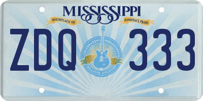 MS license plate ZDQ333