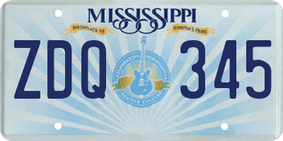 MS license plate ZDQ345
