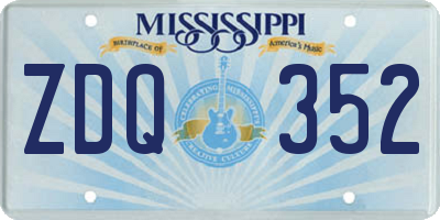 MS license plate ZDQ352