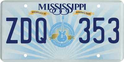 MS license plate ZDQ353