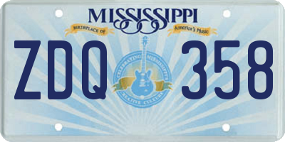 MS license plate ZDQ358