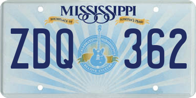 MS license plate ZDQ362