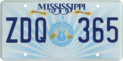 MS license plate ZDQ365