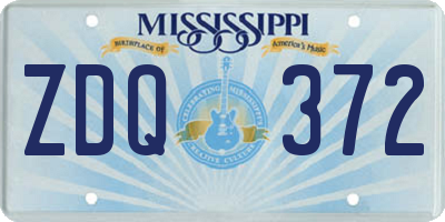 MS license plate ZDQ372
