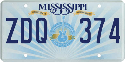 MS license plate ZDQ374