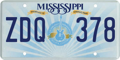 MS license plate ZDQ378