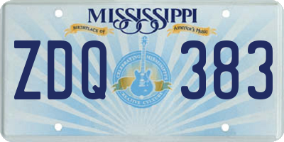 MS license plate ZDQ383