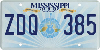 MS license plate ZDQ385