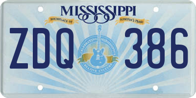 MS license plate ZDQ386