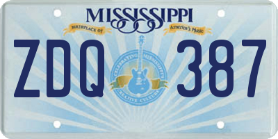 MS license plate ZDQ387
