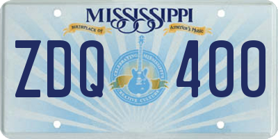 MS license plate ZDQ400