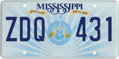 MS license plate ZDQ431