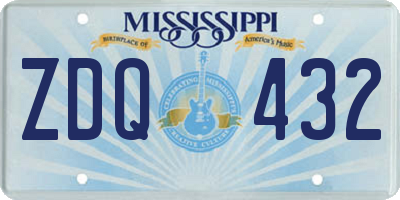 MS license plate ZDQ432