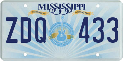 MS license plate ZDQ433