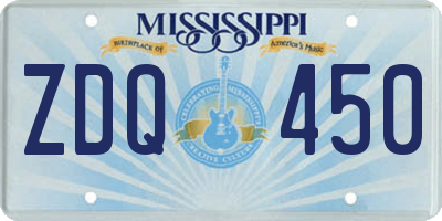 MS license plate ZDQ450