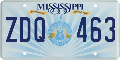 MS license plate ZDQ463