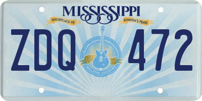 MS license plate ZDQ472