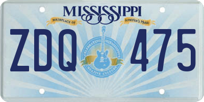 MS license plate ZDQ475