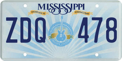 MS license plate ZDQ478