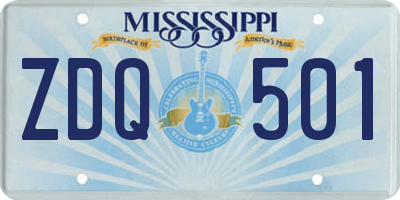 MS license plate ZDQ501