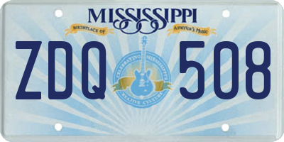 MS license plate ZDQ508
