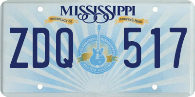 MS license plate ZDQ517