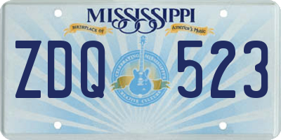 MS license plate ZDQ523