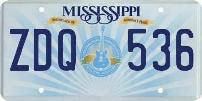 MS license plate ZDQ536
