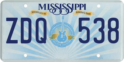 MS license plate ZDQ538