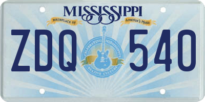 MS license plate ZDQ540