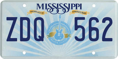 MS license plate ZDQ562