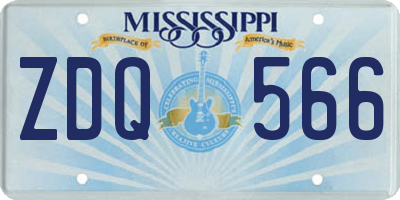 MS license plate ZDQ566