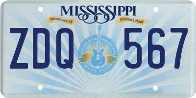 MS license plate ZDQ567