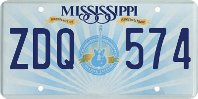 MS license plate ZDQ574