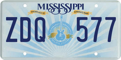 MS license plate ZDQ577