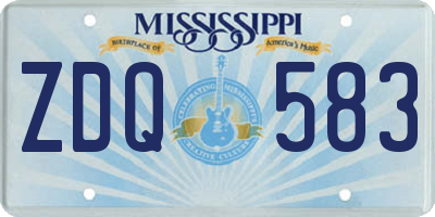 MS license plate ZDQ583