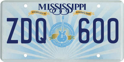 MS license plate ZDQ600