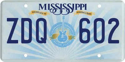 MS license plate ZDQ602