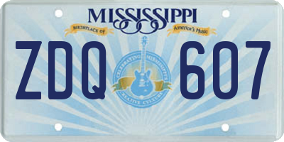 MS license plate ZDQ607