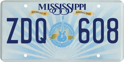 MS license plate ZDQ608