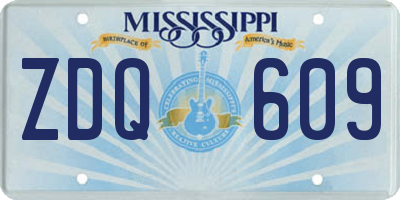 MS license plate ZDQ609