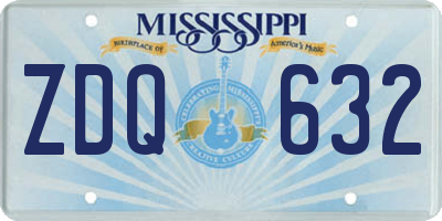 MS license plate ZDQ632