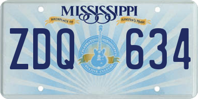 MS license plate ZDQ634