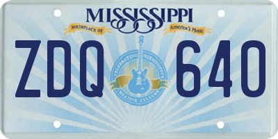 MS license plate ZDQ640
