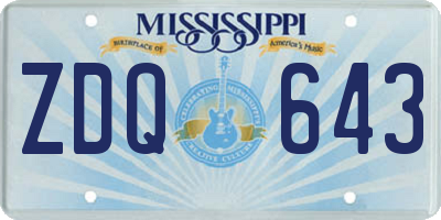 MS license plate ZDQ643